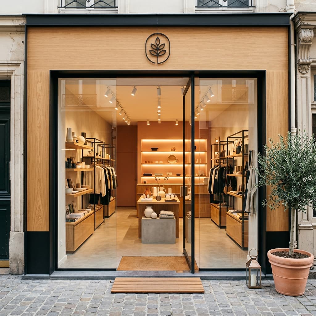 Concept visualization of a renovated retail storefront and sales floor with updated lighting.